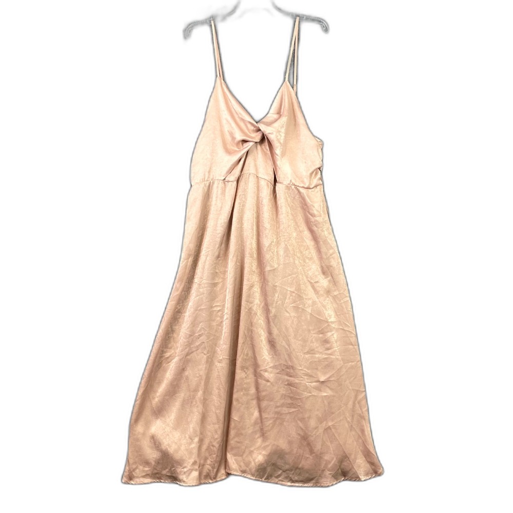 Simplee Plus Satin Midi Dress Women Medium Twist Adjustable Strap Preppy Corpore